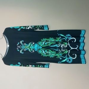 Dress Barn Black and Blue Midi Dress